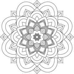 Easy Mandala coloring book simple and basic for beginners, seniors and children. Set of Mehndi flower pattern for Henna drawing and tattoo. Decoration in ethnic oriental, Indian style.