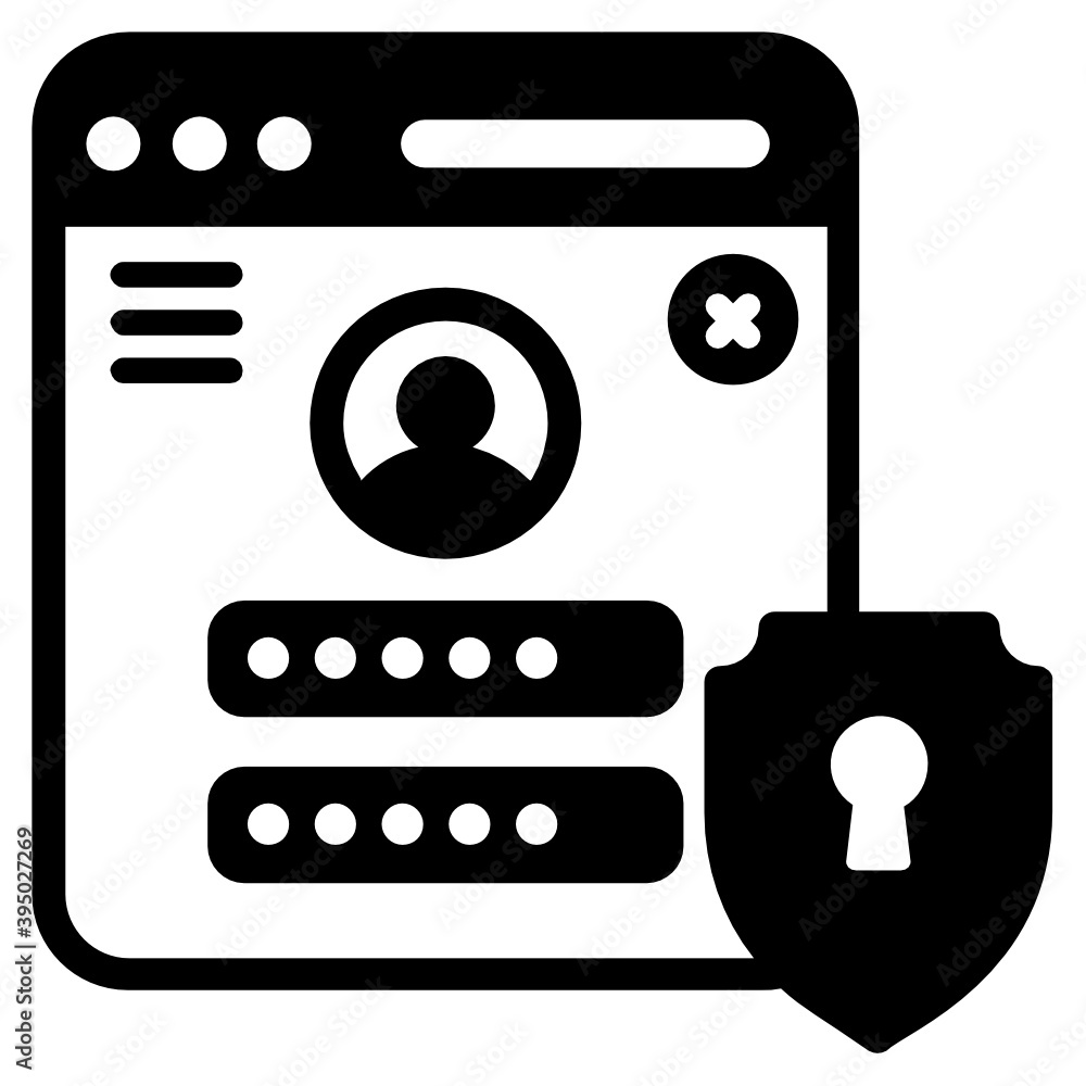 Wall mural secure login vector, web page with security shield