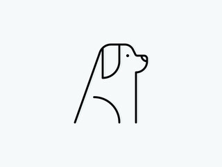 Pet dog line icon, outline vector sign, linear pictogram isolated on white. Symbol, logo illustration. Simple design of animals isolated on white background. Flat logo of bulldog, poodle, sheepdog.