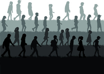 Group of people. Crowd of people silhouettes.	