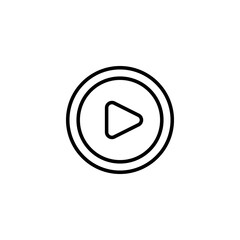 Play Button icon is black on a transparent background. Vector round symbol audio and video player