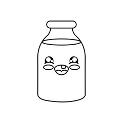 kawaii milk bottle icon, line style