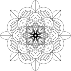 Easy Mandala coloring book simple and basic for beginners, seniors and children. Set of Mehndi flower pattern for Henna drawing and tattoo. Decoration in ethnic oriental, Indian style.