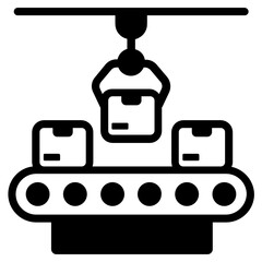 
A robotic arm, solid icon of production process 
