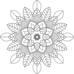 Easy Mandala coloring book simple and basic for beginners, seniors and children. Set of Mehndi flower pattern for Henna drawing and tattoo. Decoration in ethnic oriental, Indian style.