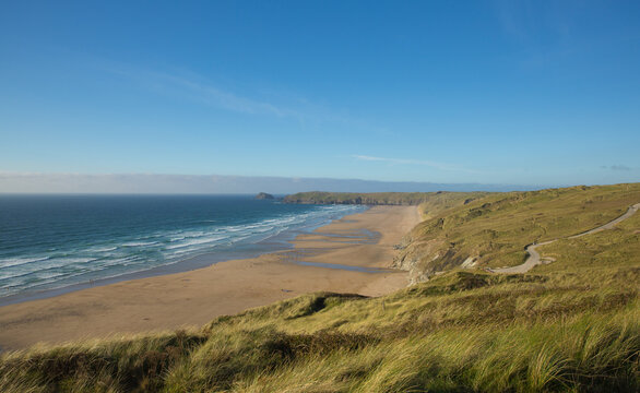 Perran Sands Cornwall beach near Perranporth with dunes