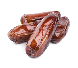 Creative layout made of dried dates. Flat lay. Food concept. Fruits dates. Dates Palm fruit isolated on white. Dried fruits. Healthy diet.