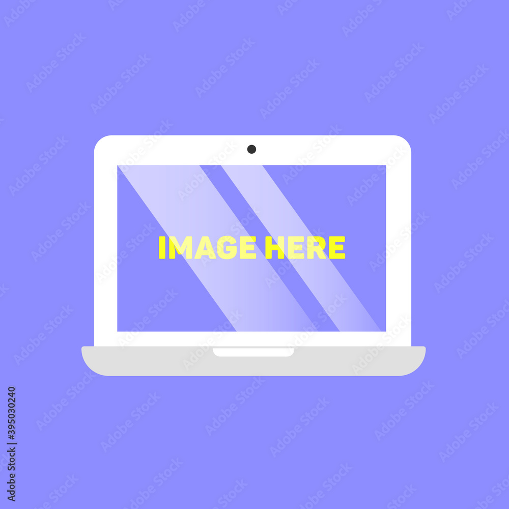 Poster computer mockup notebook with empty screen