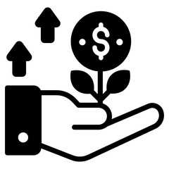 
Dollar coin plant, trendy icon of growing money 
