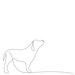 Dog silhouette line drawing. Vector illustration