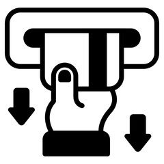
E banking enables to make payments directly from your bank, solid icon of atm service 
