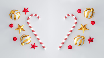 christmas and happy new year background with festive decoration and copy space. 3D illustration