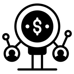 
Dollar with links, affiliate marketing in solid icon
