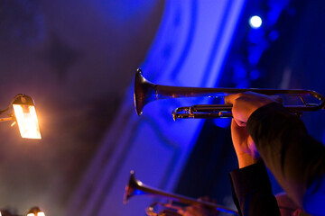 Trumpet players during a concert