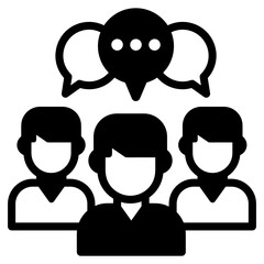 
Idea sharing icon in solid design, employees sharing thoughts 
