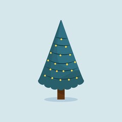 Christmas trees vector illustration. vergreen sparcle winter fir.