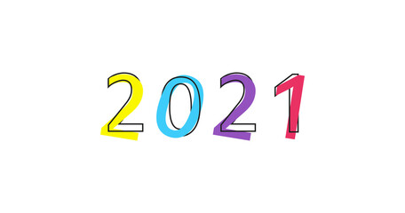 2021 Year flat icon. Abstract banner calendar logo. Vector