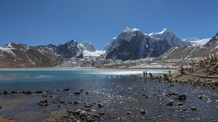 Gurudongmar Lake with zemu glacier in the background at Sikkim India  © Sandeep