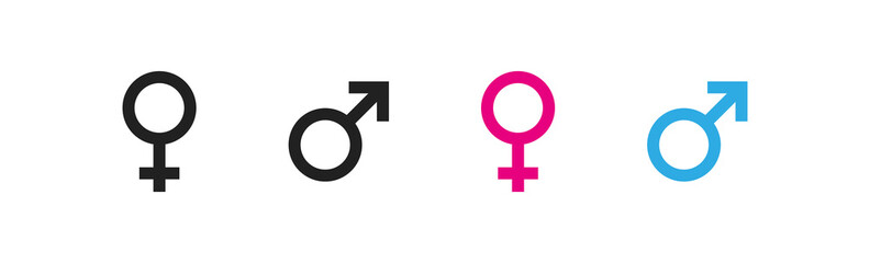 Gender, female and male set flat icon. Isolated sex sign symbol. Vector - obrazy, fototapety, plakaty