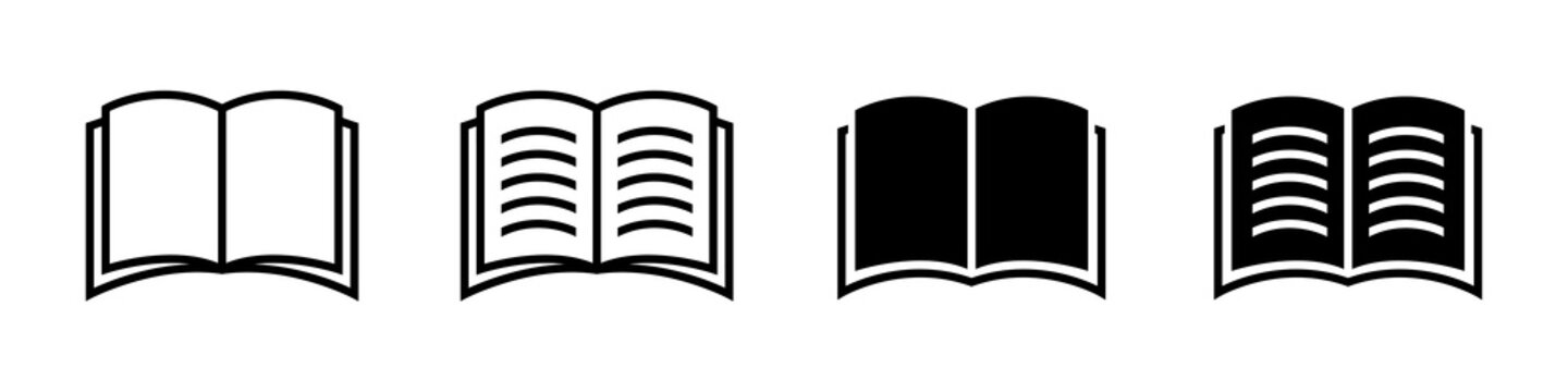 Book icon. Vector isolated book sign collection. Simple book symbol.