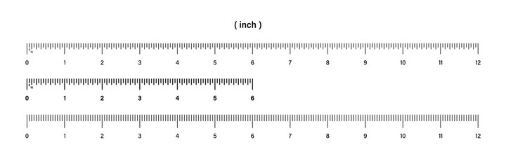 Ruler inch rulers. Ruler scale. Vector isolated elements. Measuring tool. Size indicator units. Stock vector.