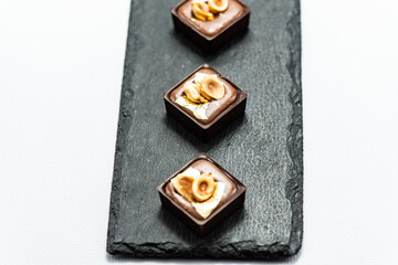 Set of cookies, cakes, chocolate candies isolated on white background