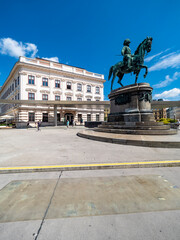 Fototapeta premium Archduke Albrecht Monument, statue, in front of Albertina Art Museum, Vienna, Austria