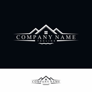 Logo Design Template For House Rental On The Lake. Coat Of Construction. Vector Illustration