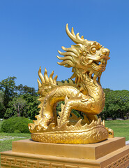 Fototapeta premium Dragon en or de la Cité impériale à Hué, Vietnam