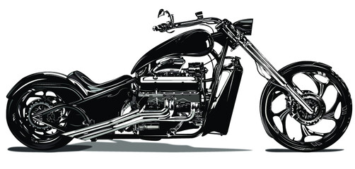 Big Dog Chopper Outlaw Motorcycle - obrazy, fototapety, plakaty