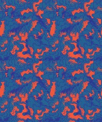 Abstract seamless urban pattern with wave hand draw shapes