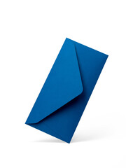 Blue envelope on a white background with an opening side