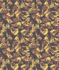 Hand drawn abstract psychedelic seamless pattern with grunge spots