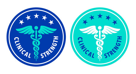 Clinically tested, approved, vector badge