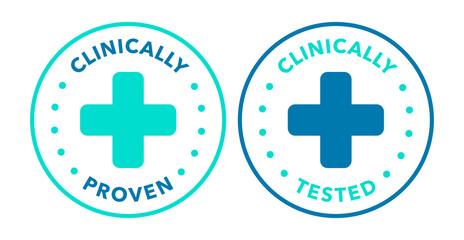 Clinically tested, approved, vector badge
