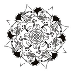 Hand drawn Mandala pattern with beautiful patterns in black and white.