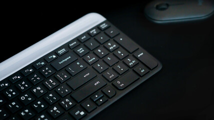 Fototapeta na wymiar Computer keyboard close up on the desk