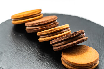 Cookies on a white background in the studio.