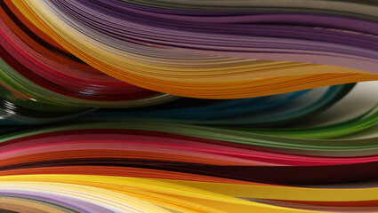 Abstract color wave rainbow strip paper horizontal background.