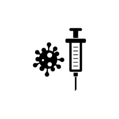 Virus vaccine icon isolated on white background. Coronavirus injection syringe icon
