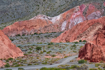 Stock photo of the colored hills and mountains in Purmamarca village , Jujuy, Argentina. Landscape