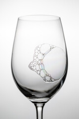 Bubbles in a wine glass on a white background