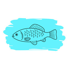 Fish vector icon, hand drawing