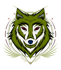 Wolf template logo design vector.