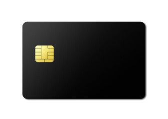 Black credit card on a white background