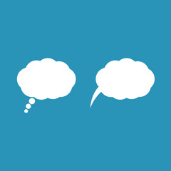 Cartoon speech or think bubble, empty communication cloud. Vector design element.
