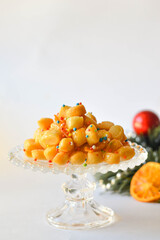 Homemade Sweet Italian Struffoli with Honey and Sprinkles