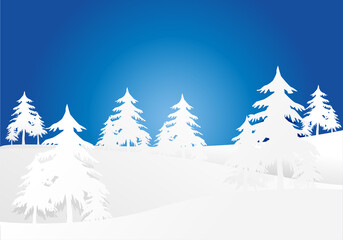 Obraz premium Bosques de árboles nevados en una noche.