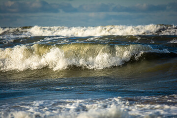 Beautiful and wavy sea on the shores of the Baltic.