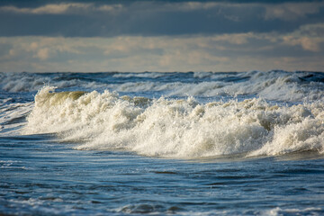 Beautiful and wavy sea on the shores of the Baltic.